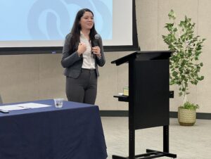 Monika Gracian, Program Services Director at CA Health Collaborative speaks with HCC interns.